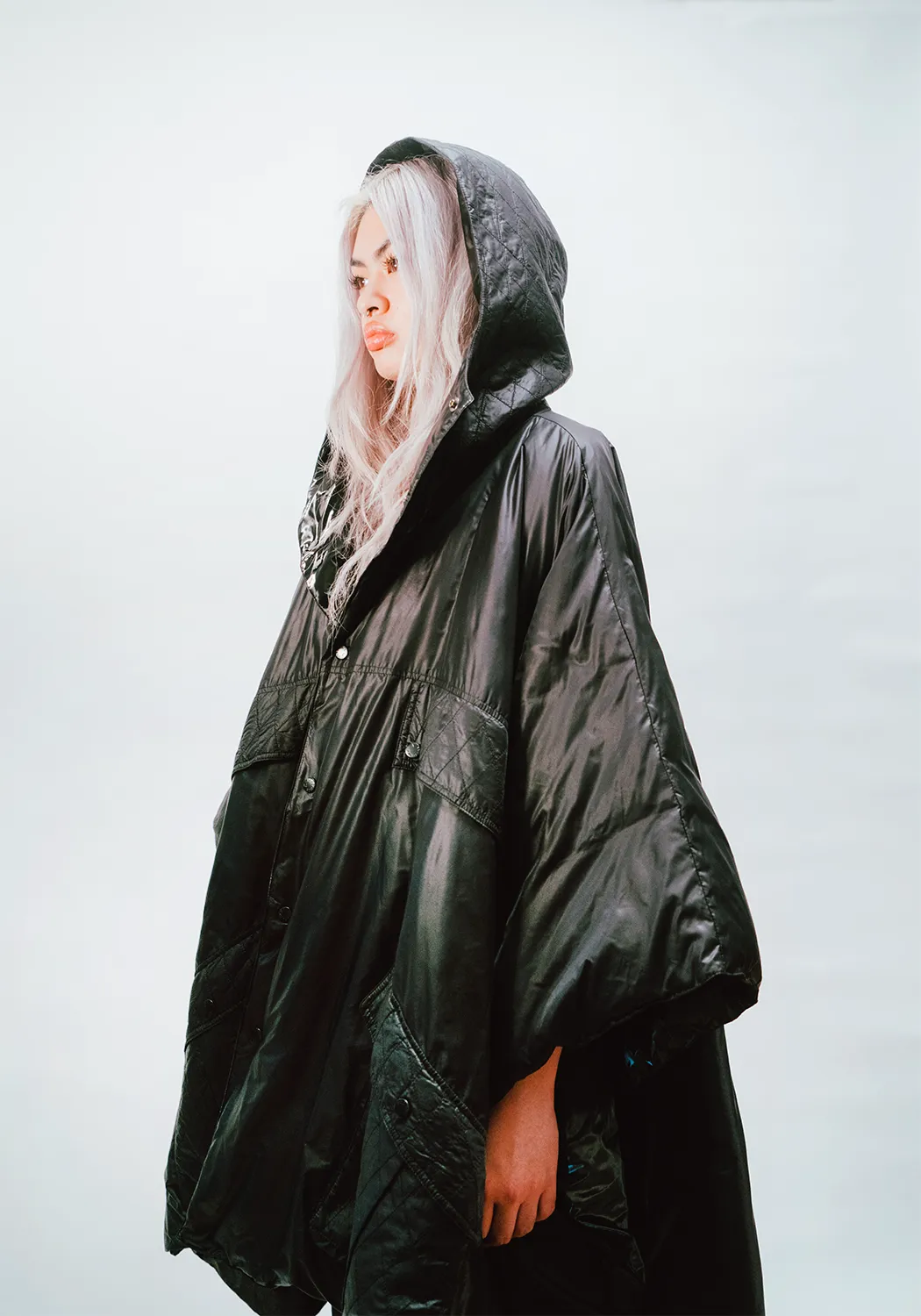 Reversible Hooded Down Poncho