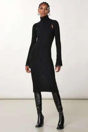 Ribbed Cut-out Knit Dress