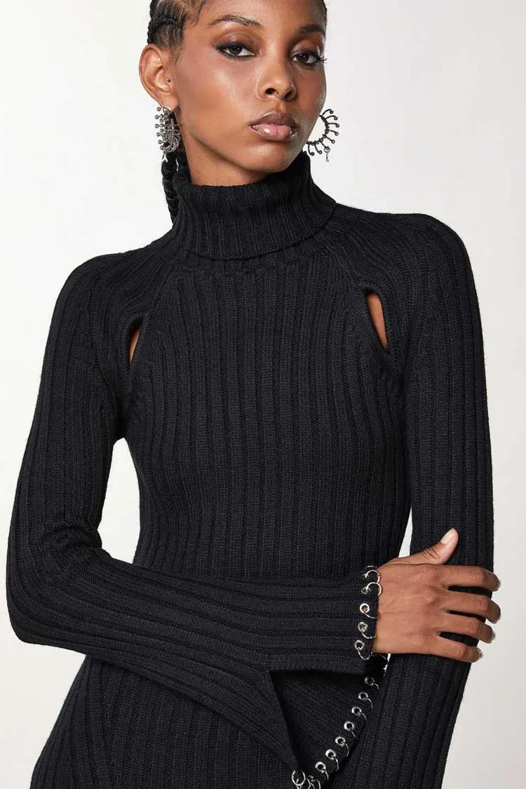 Ribbed Cut-out Knit Dress