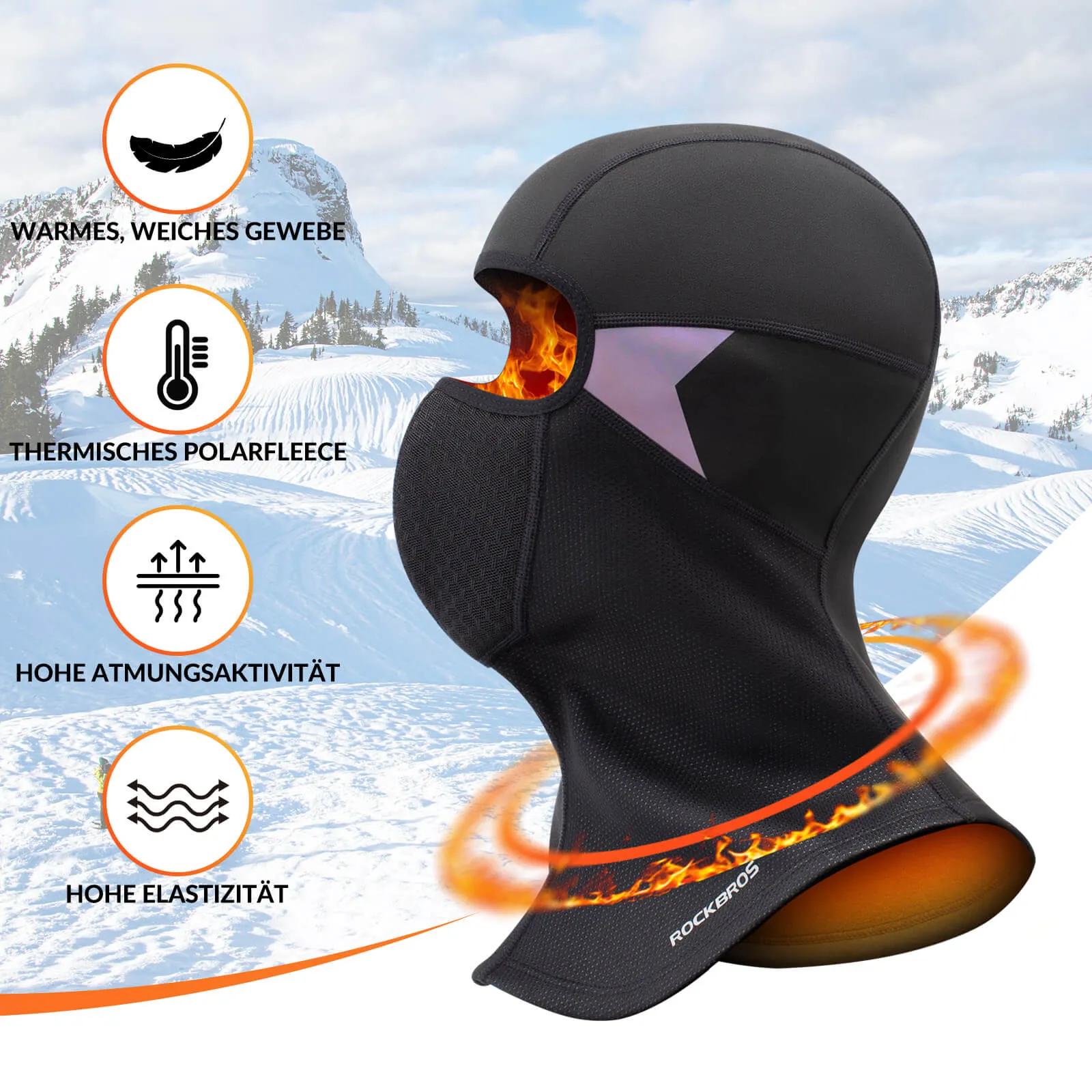 ROCKBROS Sturmhaube Winter Balaclava Gesichtsmaske Warm Winddicht