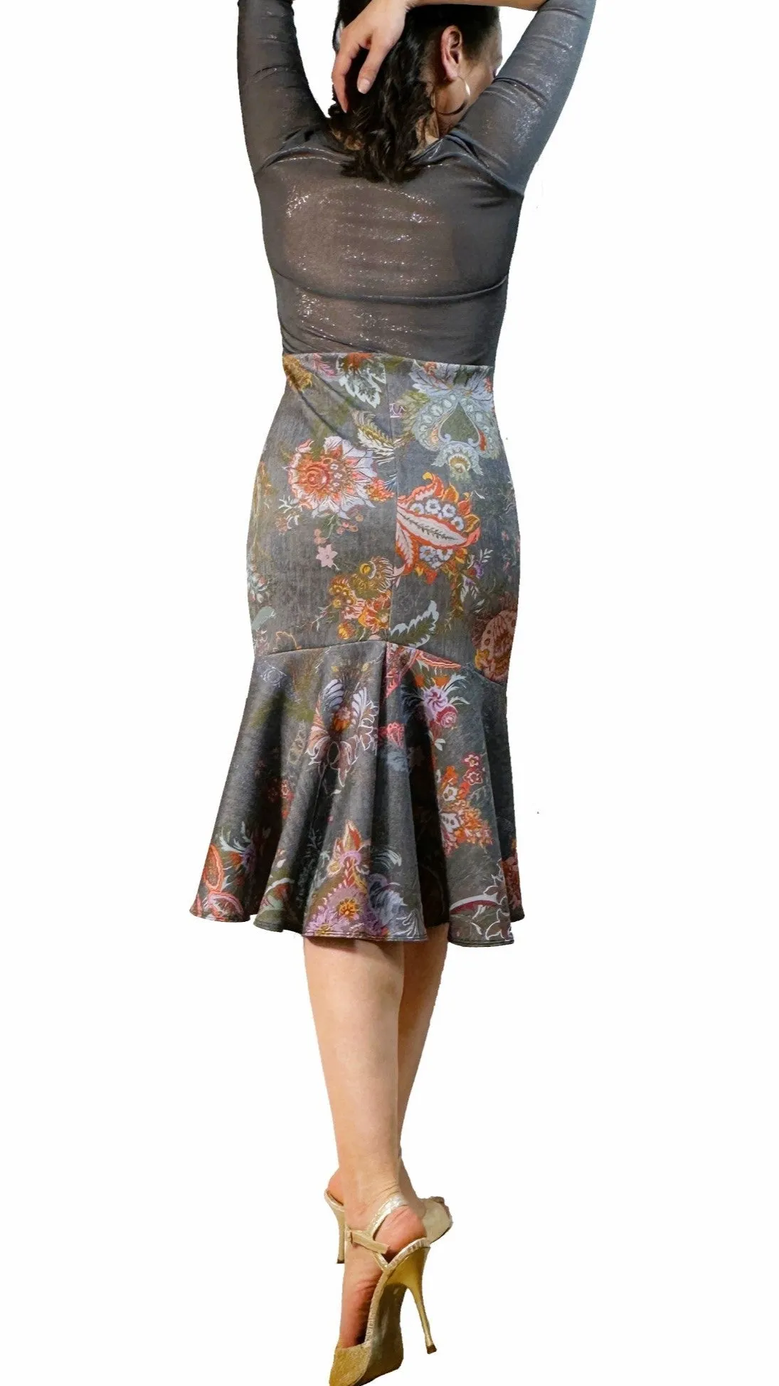 sable jacquard print tango dress with sleeves