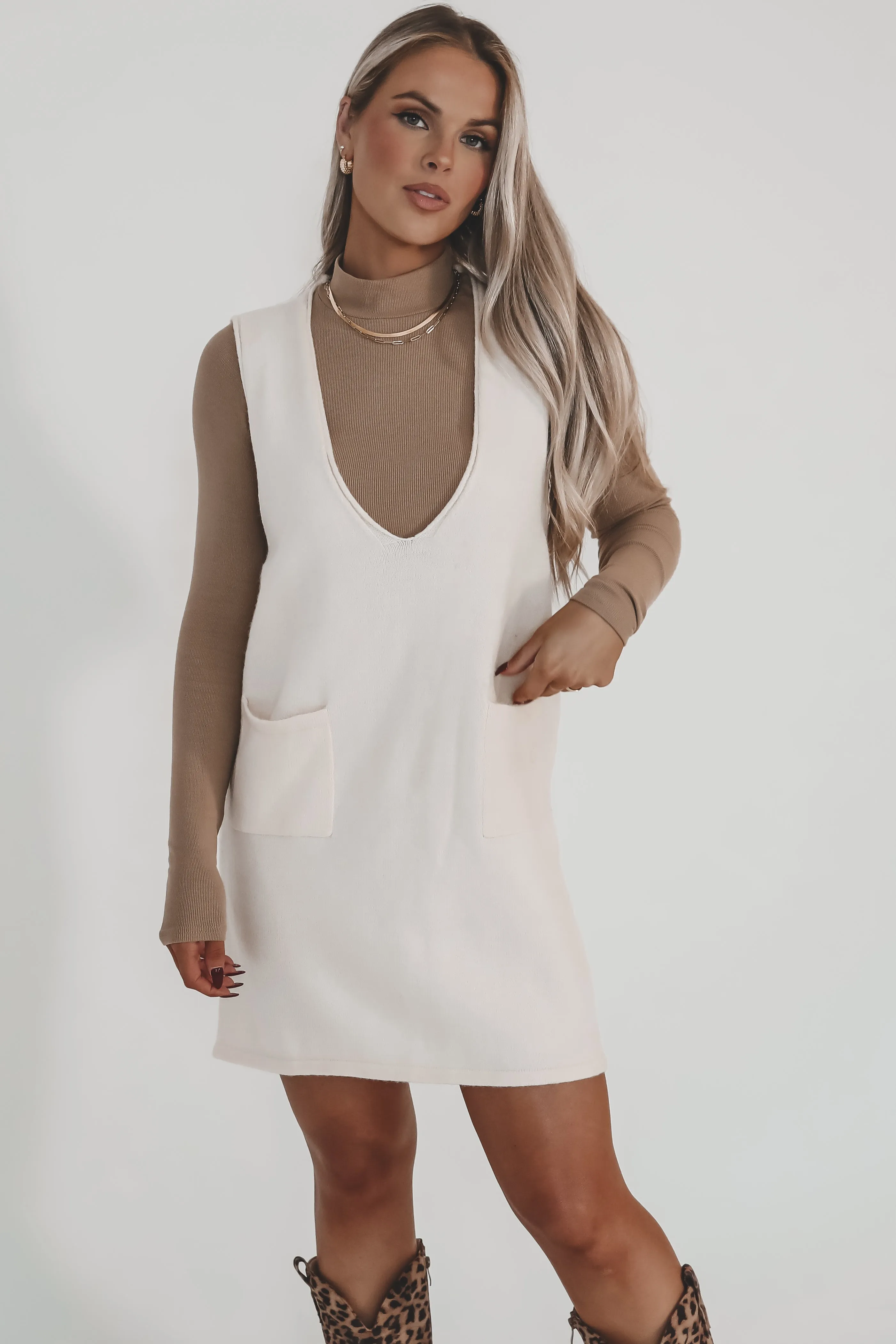 Saw It Had To Have It Sleeveless Sweater Dress