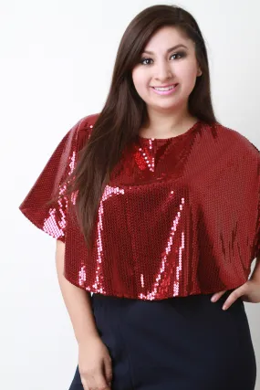 Sequined Poncho Crop Top