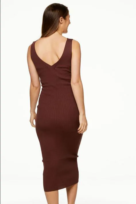 Serenity Sleeveless Knit Dress In Chocolate BAE