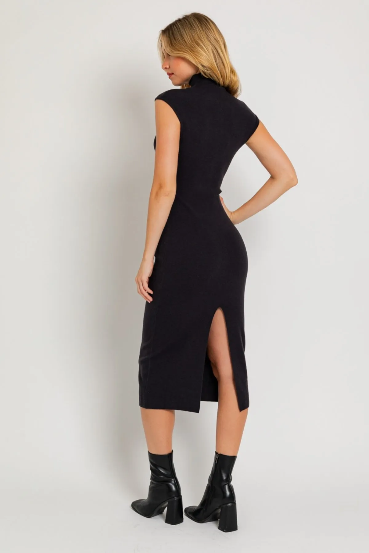 Sleeveless Sweater Dress - Black