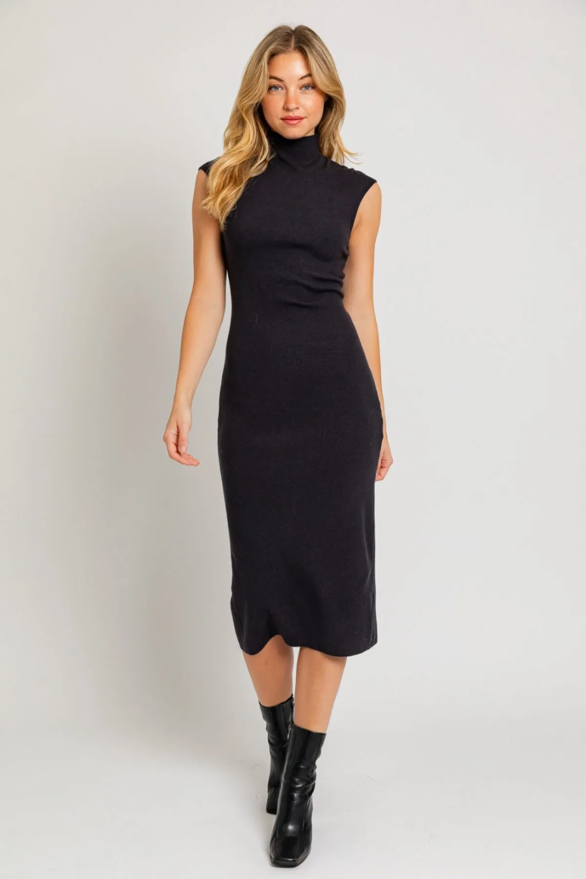 Sleeveless Sweater Dress - Black