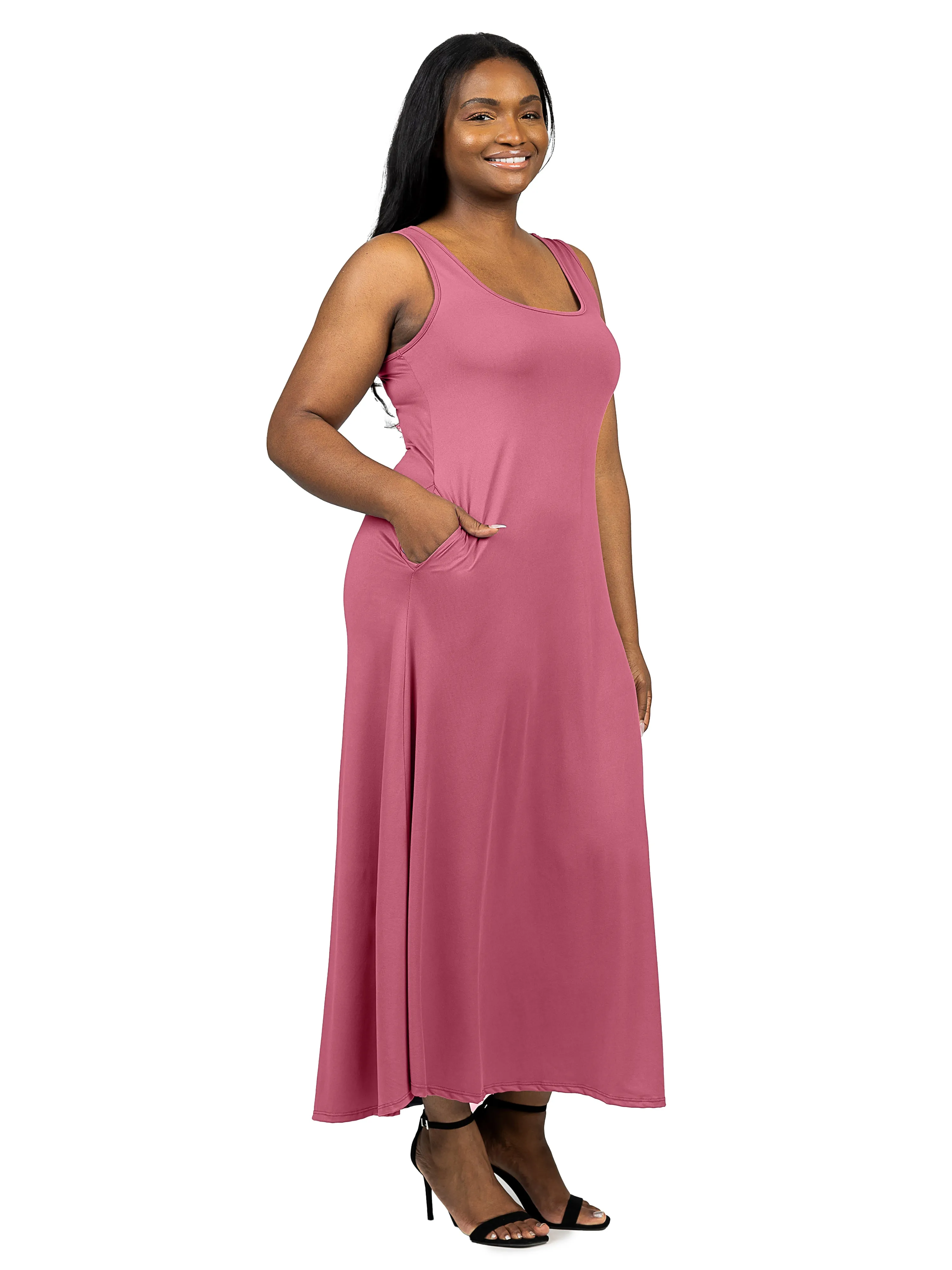 Sleeveless Tank Plus Size Maxi Dress with Pockets