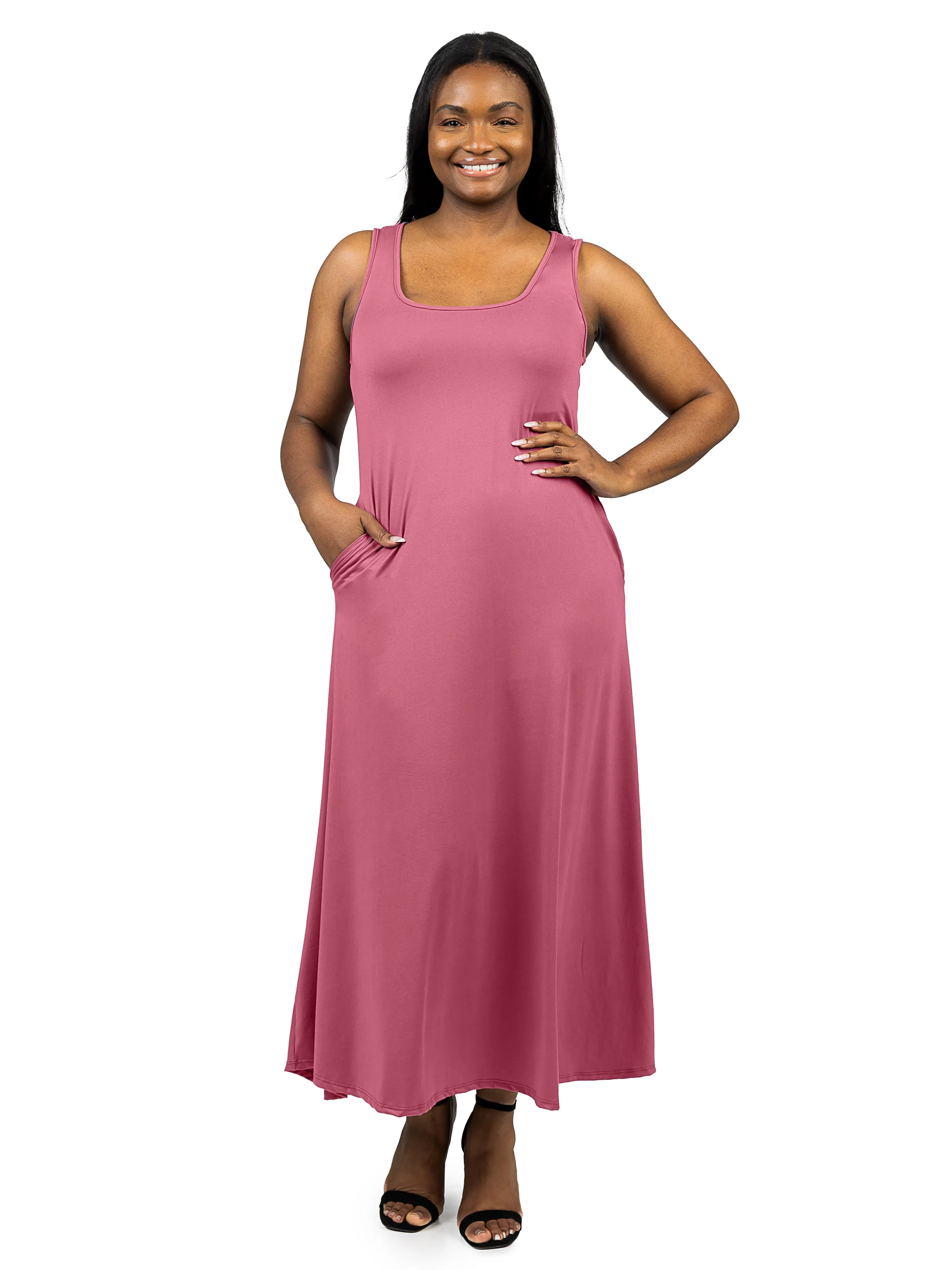 Sleeveless Tank Plus Size Maxi Dress with Pockets