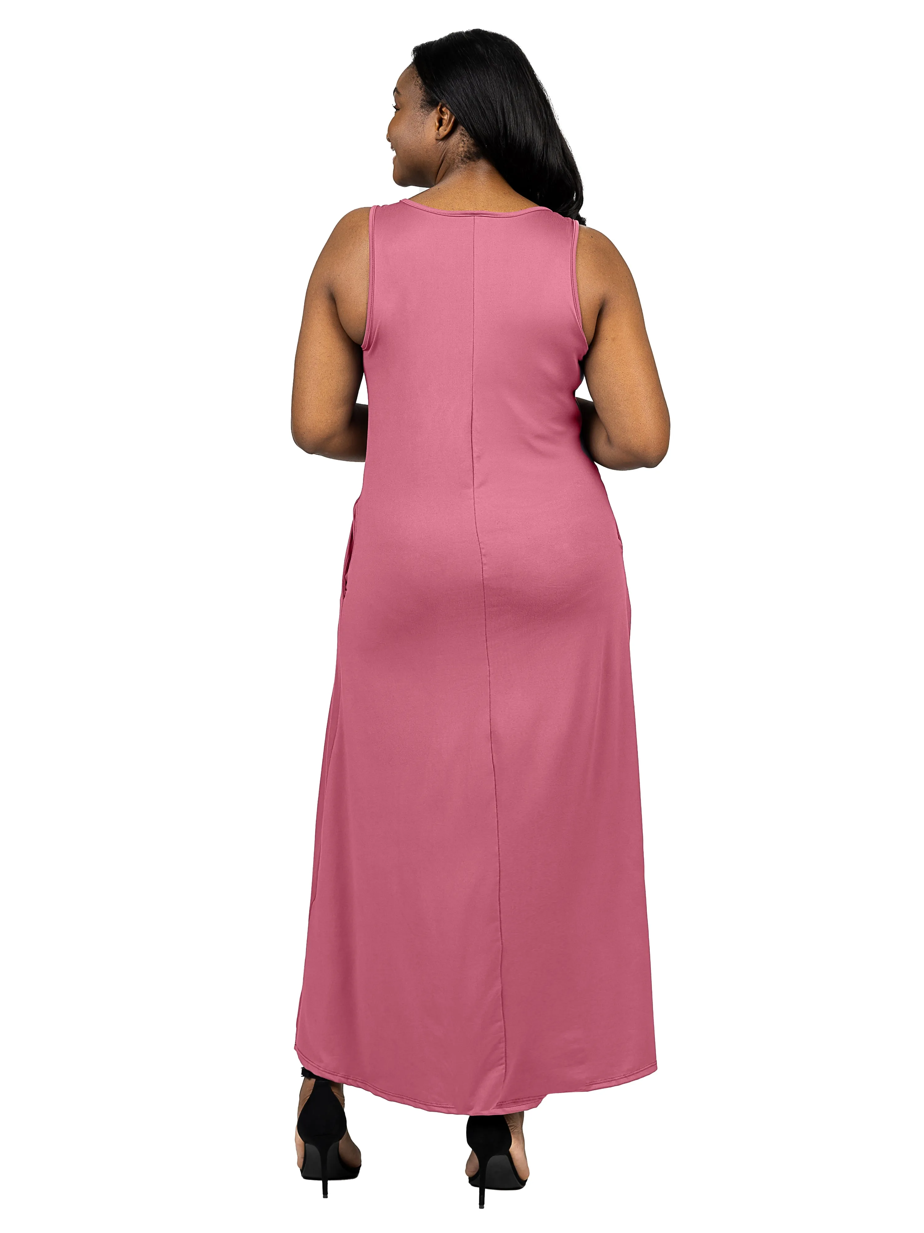 Sleeveless Tank Plus Size Maxi Dress with Pockets