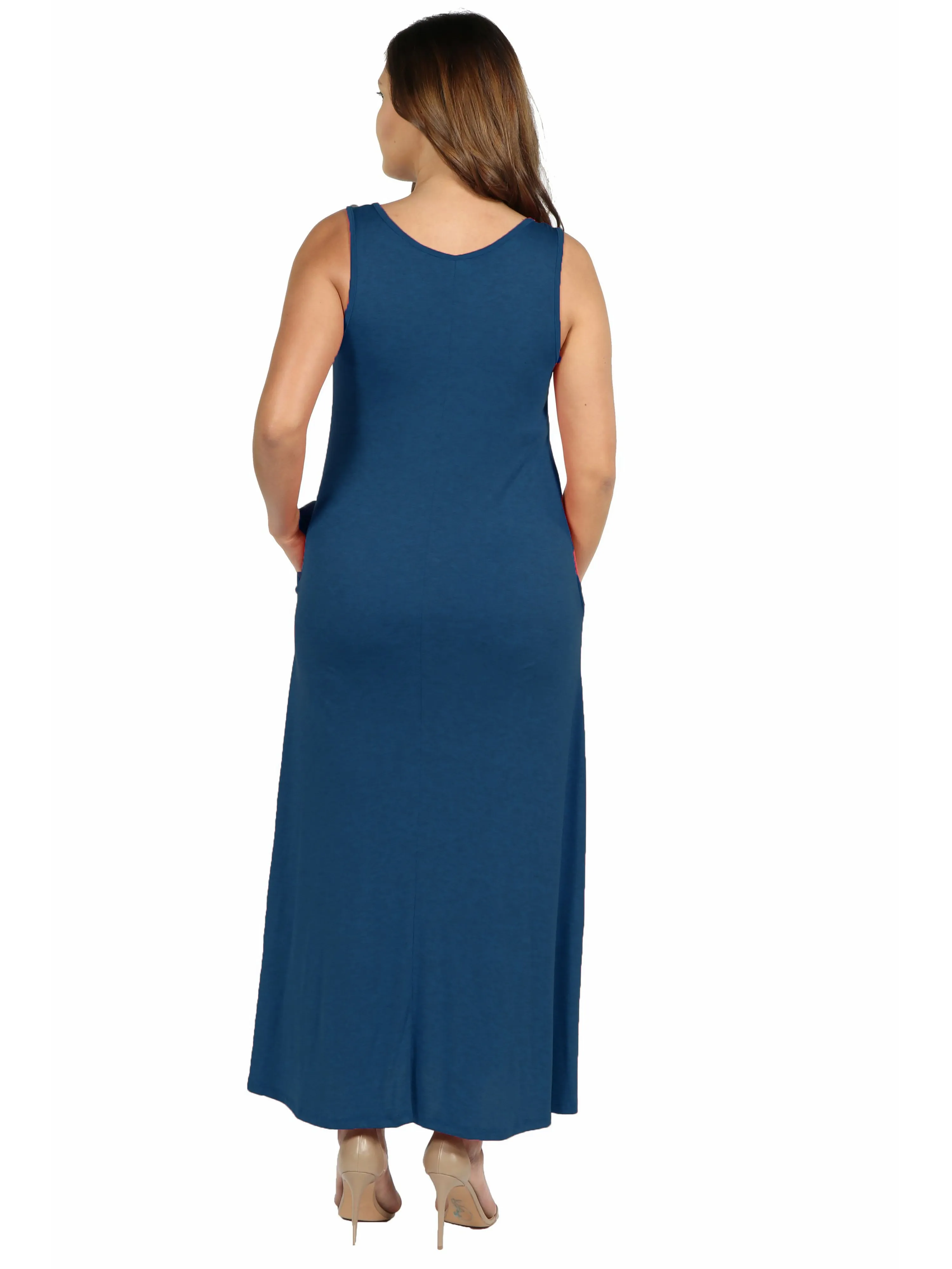 Sleeveless Tank Plus Size Maxi Dress with Pockets