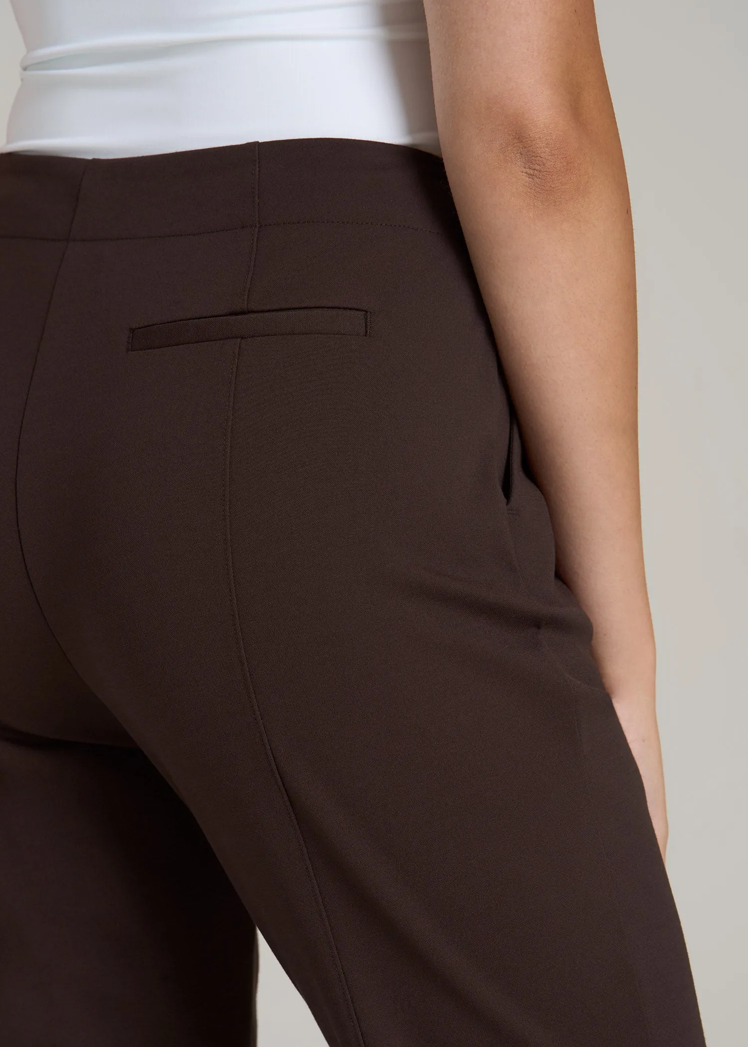 Slim Straight Leg Dress Pants for Tall Women in Espresso