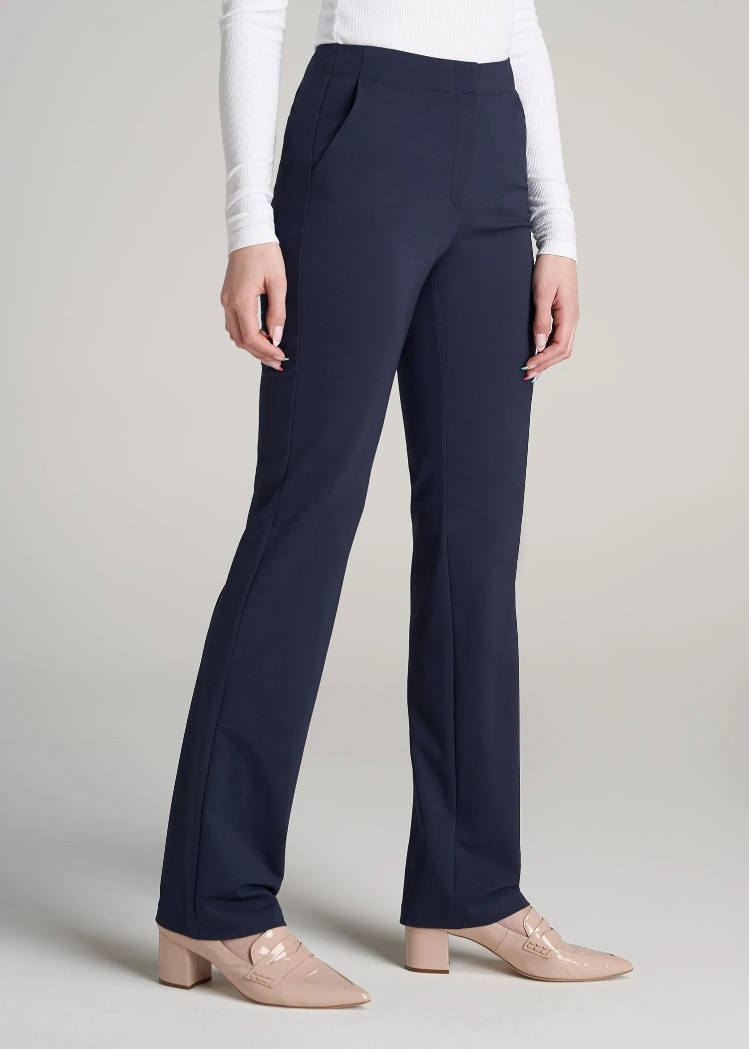 Slim Straight Leg Dress Pants for Tall Women in Navy