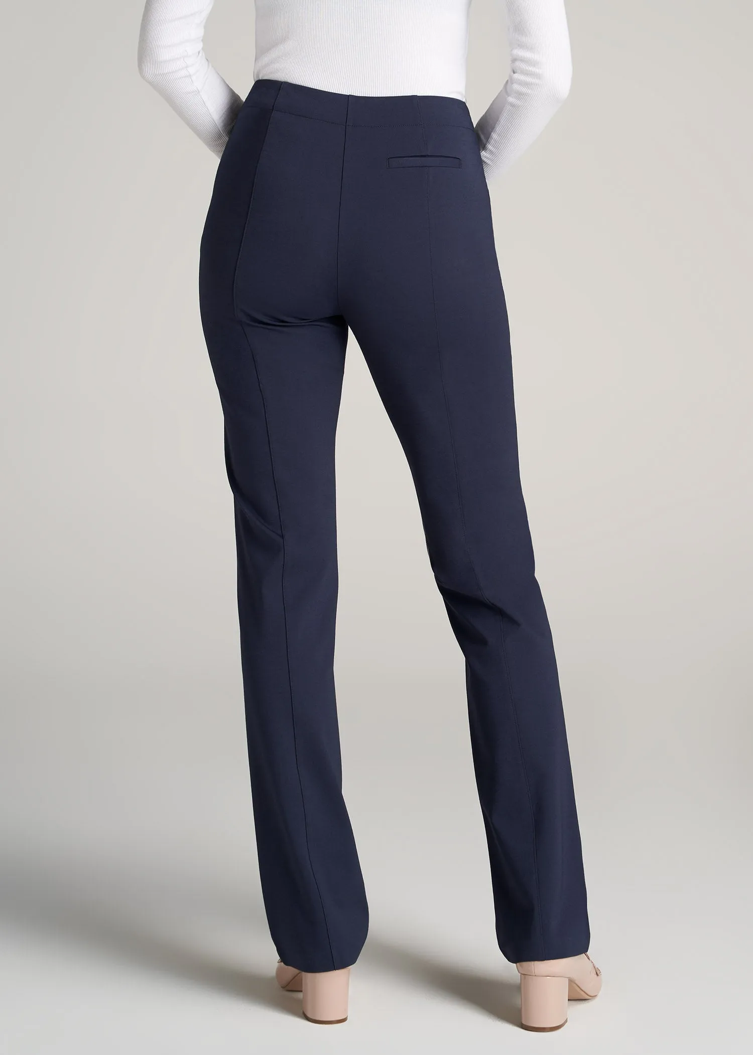 Slim Straight Leg Dress Pants for Tall Women in Navy