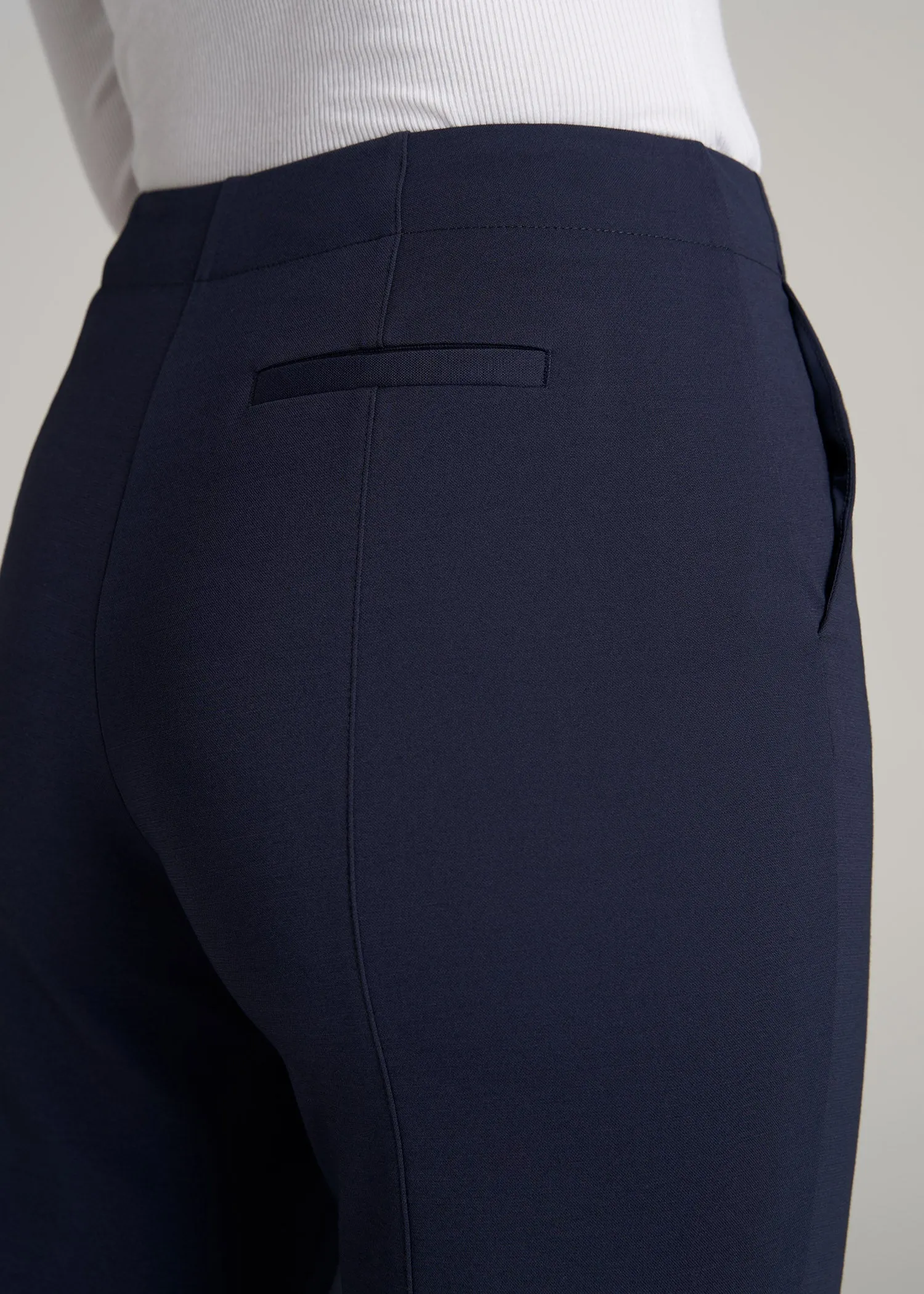 Slim Straight Leg Dress Pants for Tall Women in Navy