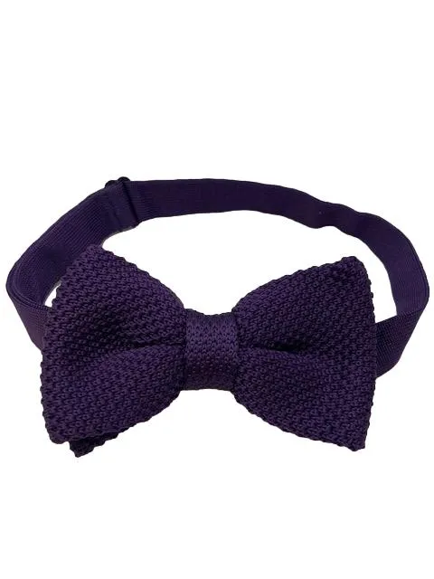 Solid Dark Purple Mens Knitted Bow Tie