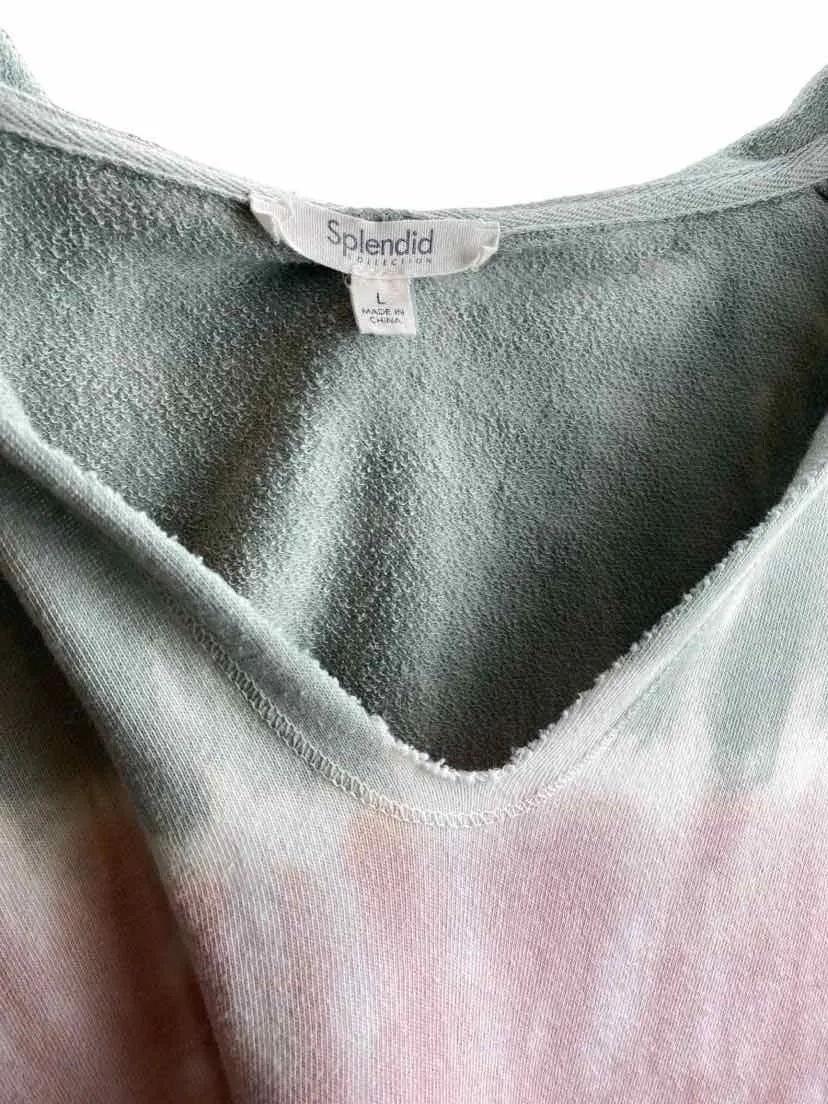 Splendid Collection Women's Beam Tie-Dye Sweatshirt Sage/Pink Size L