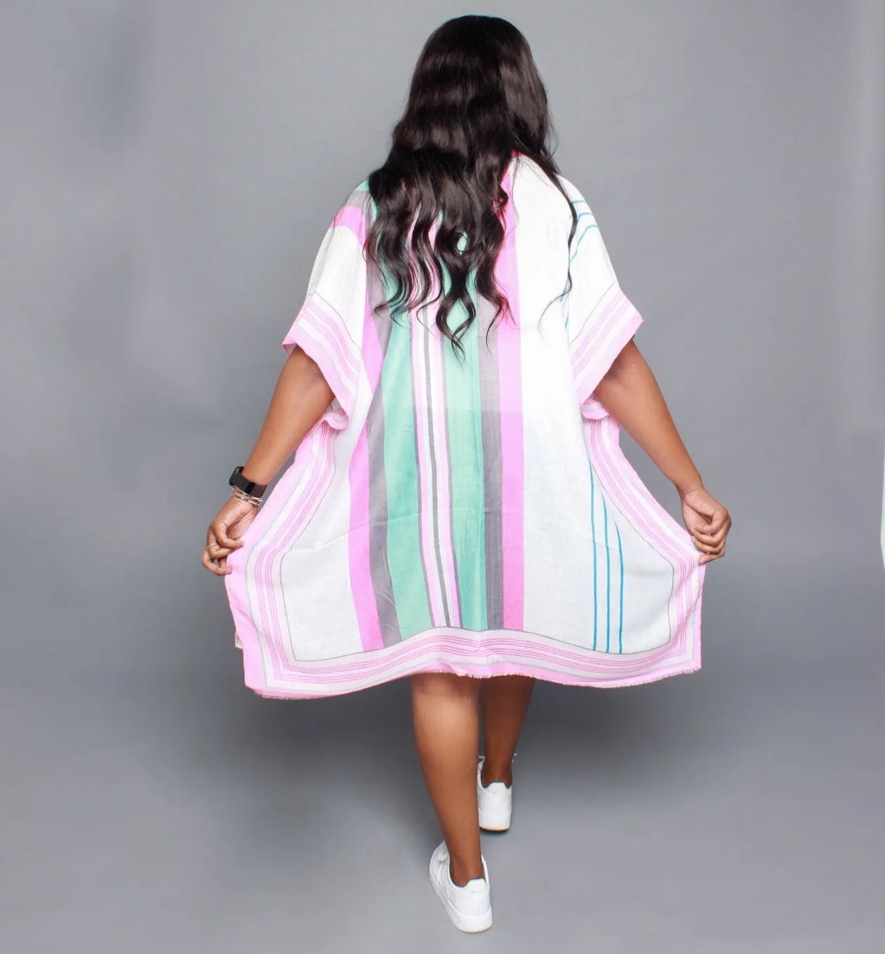 Stripe Kimono-Pink