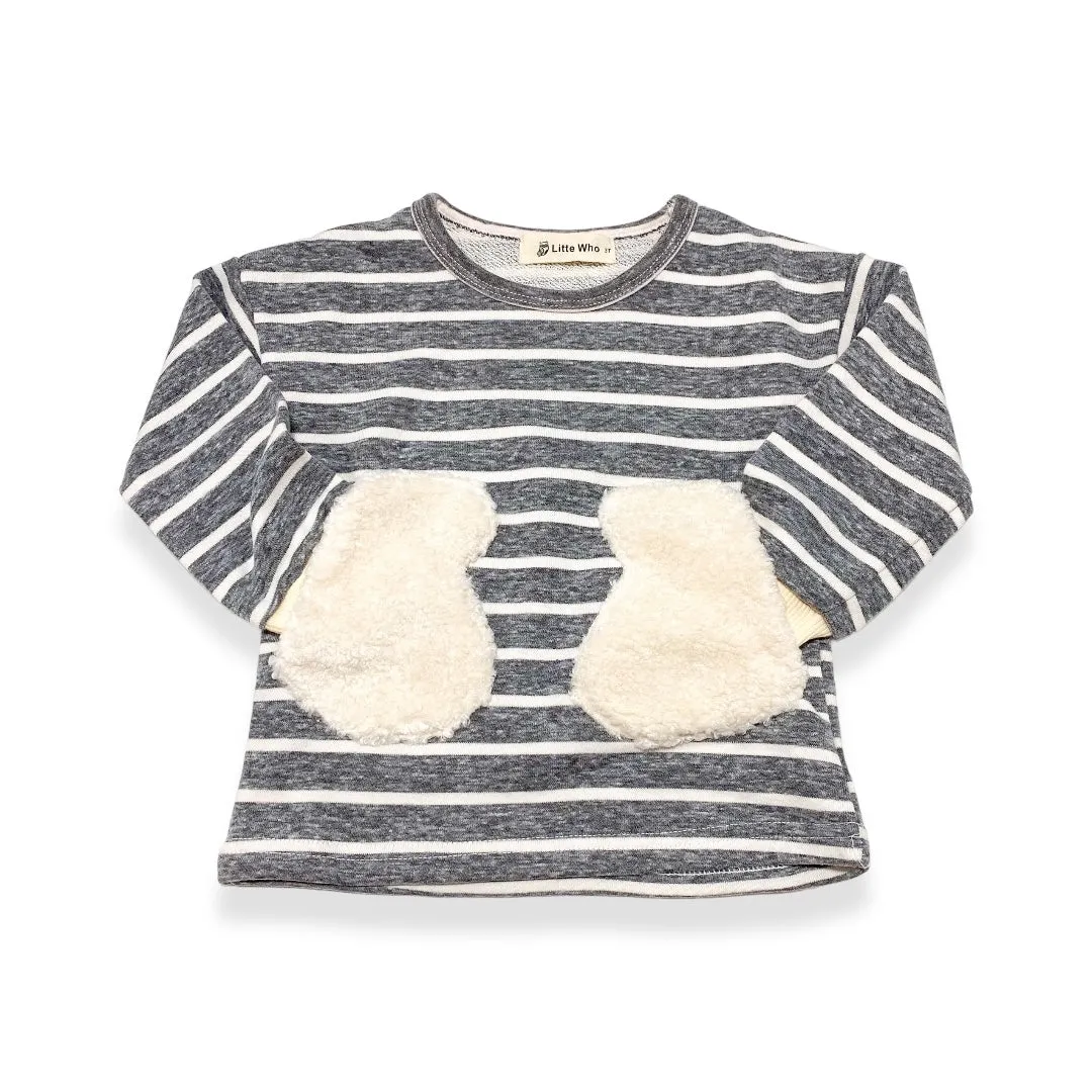 Striped Knit Top with Fur Ears