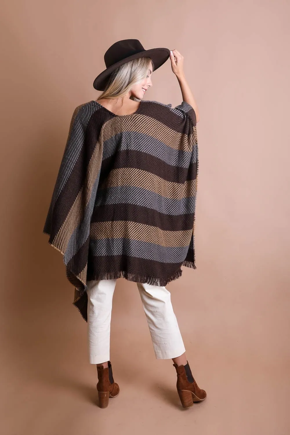 Striped Woven Ruana