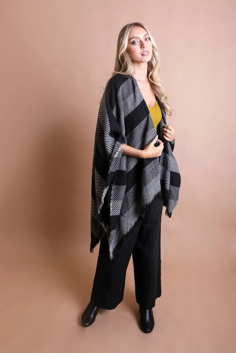 Striped Woven Ruana