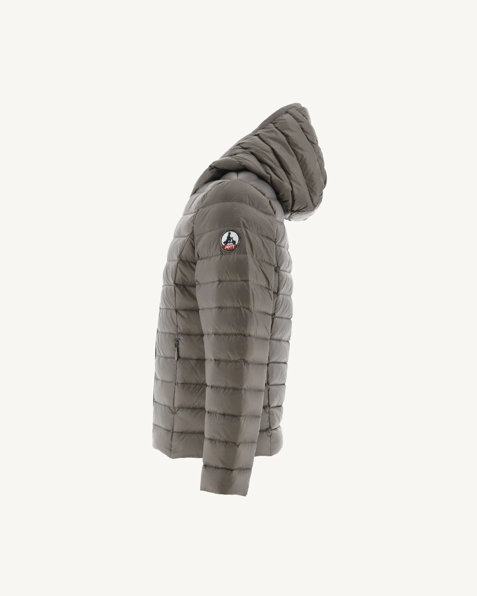 Taupe Hooded down jacket Carla