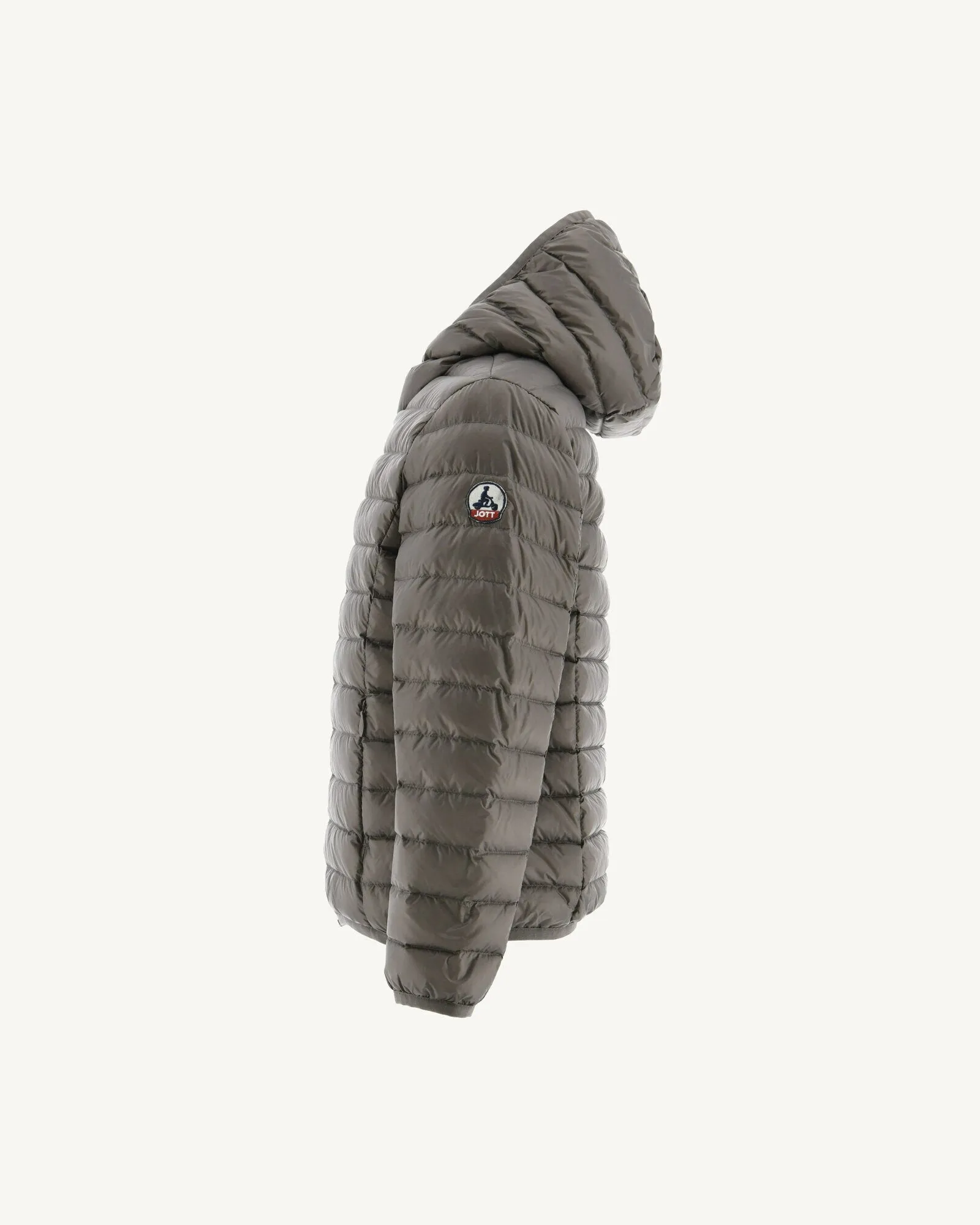 Taupe Hooded down jacket Hugo