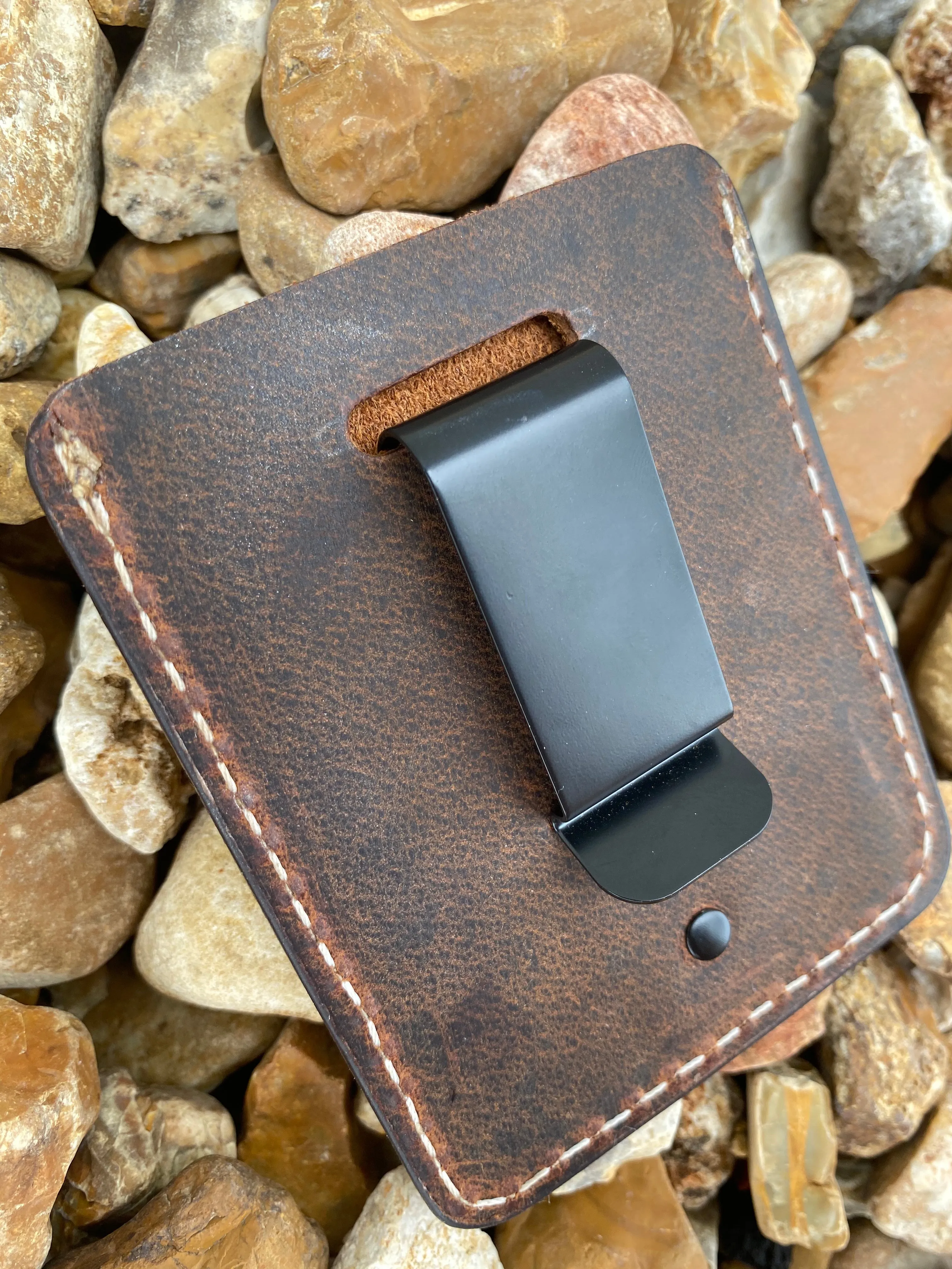 Three Pocket Minimalist Wallet With Money Clip - Crazy Horse Buffalo Leather