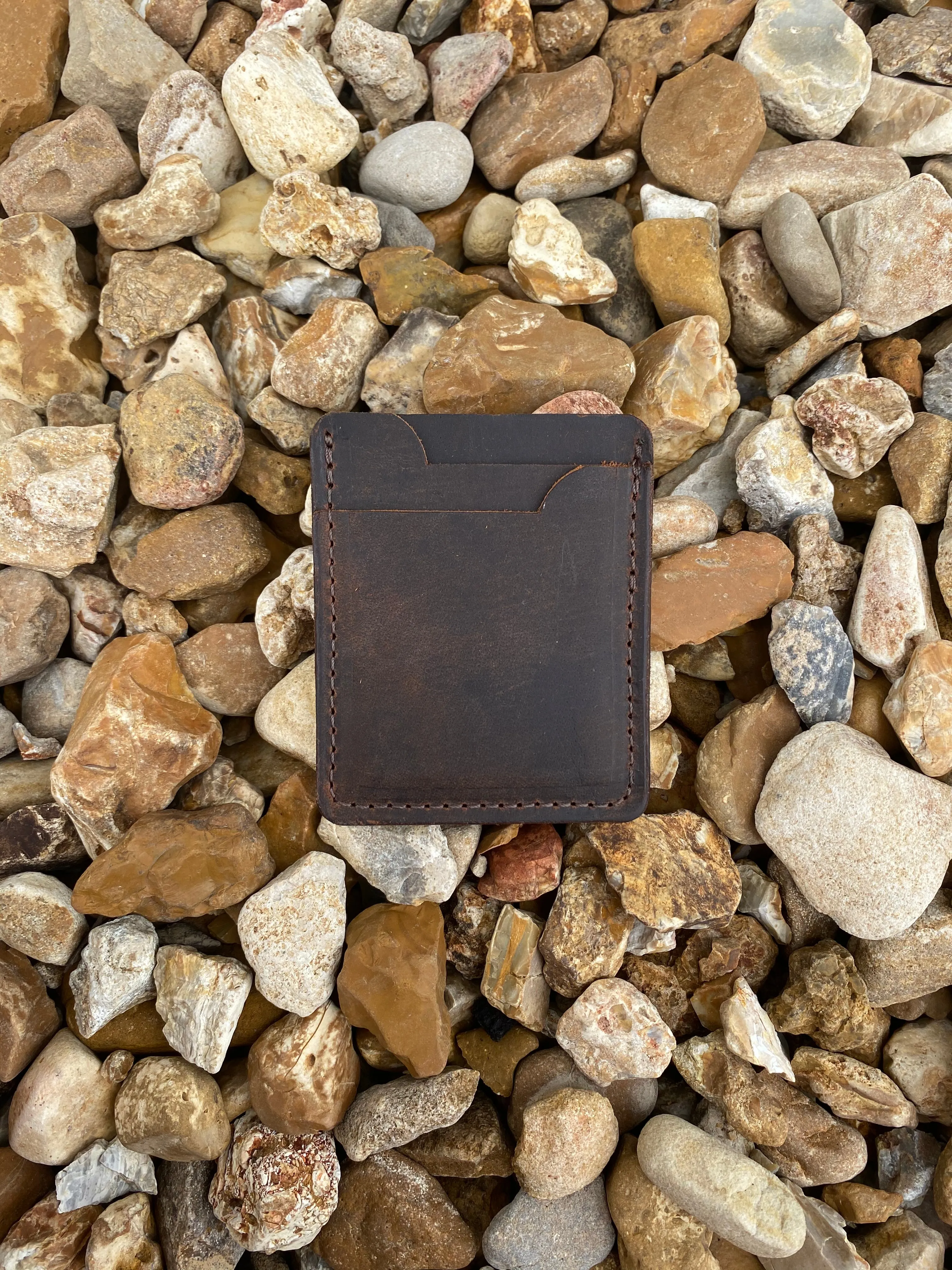 Three Pocket Minimalist Wallet With Money Clip - Crazy Horse Buffalo Leather