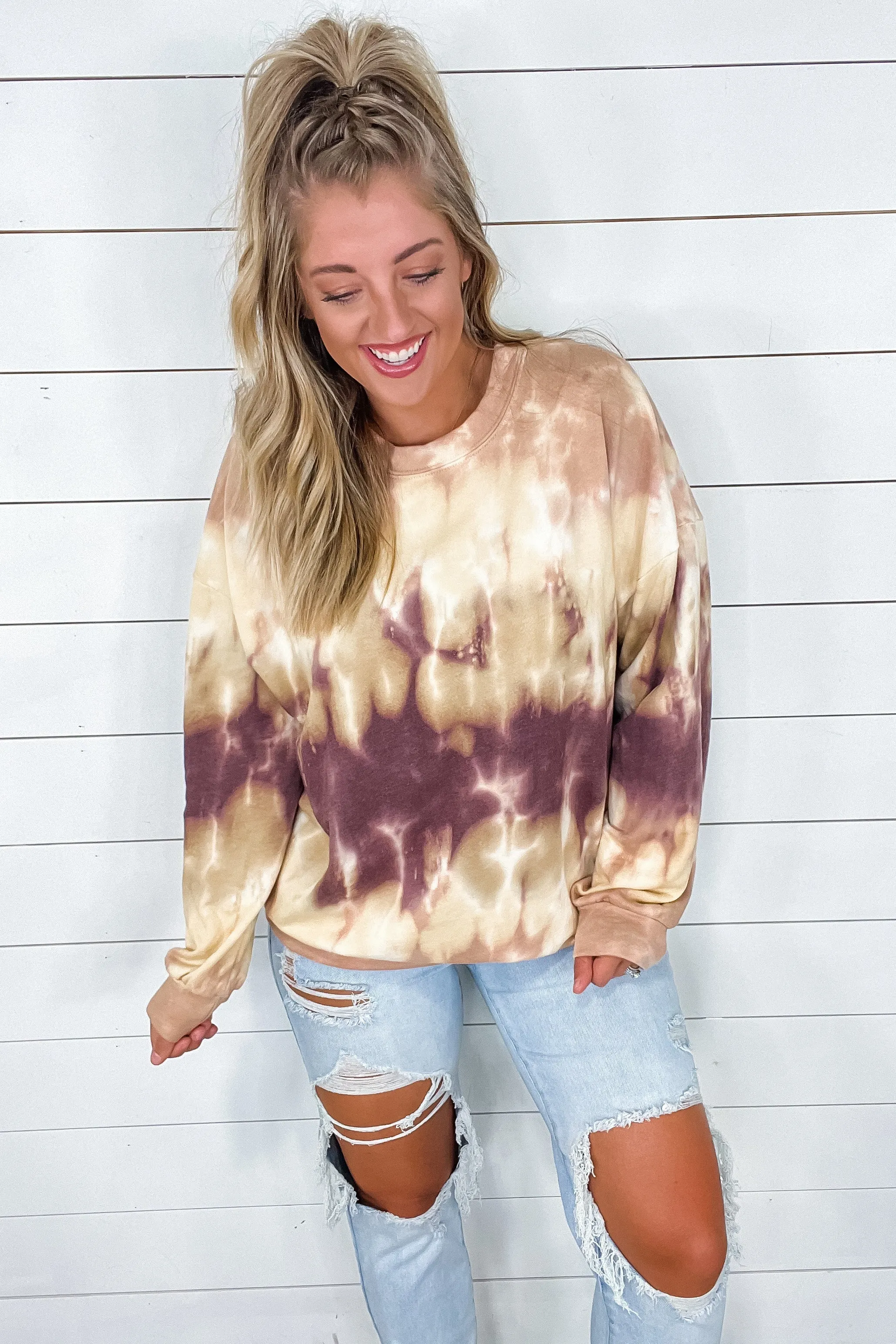 Up In Smoke- Mustard & Purple Tie Dye Sweatshirt