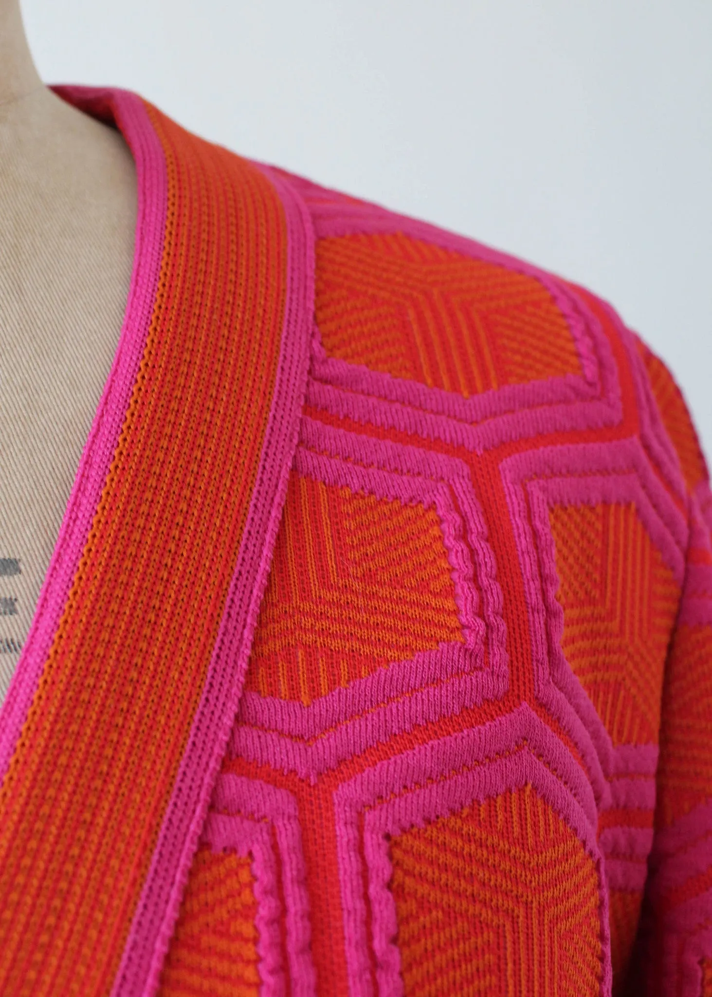 Vintage 1970s MOD Orange and Pink Knit Dress