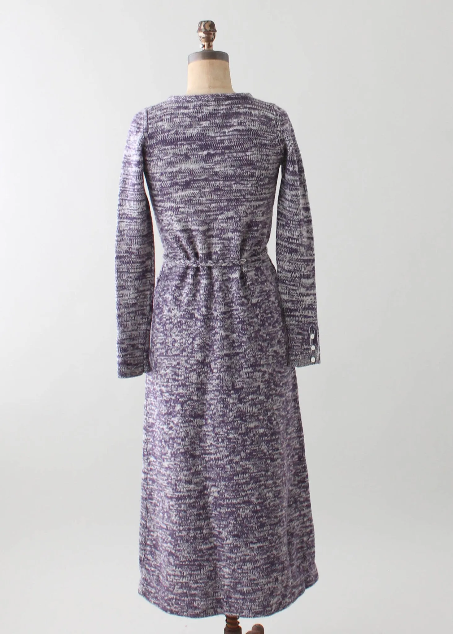 Vintage 1970s Purple Space Dyed Knit Maxi Dress