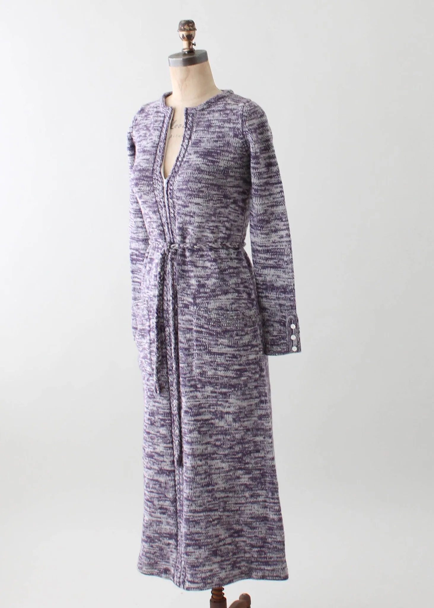 Vintage 1970s Purple Space Dyed Knit Maxi Dress