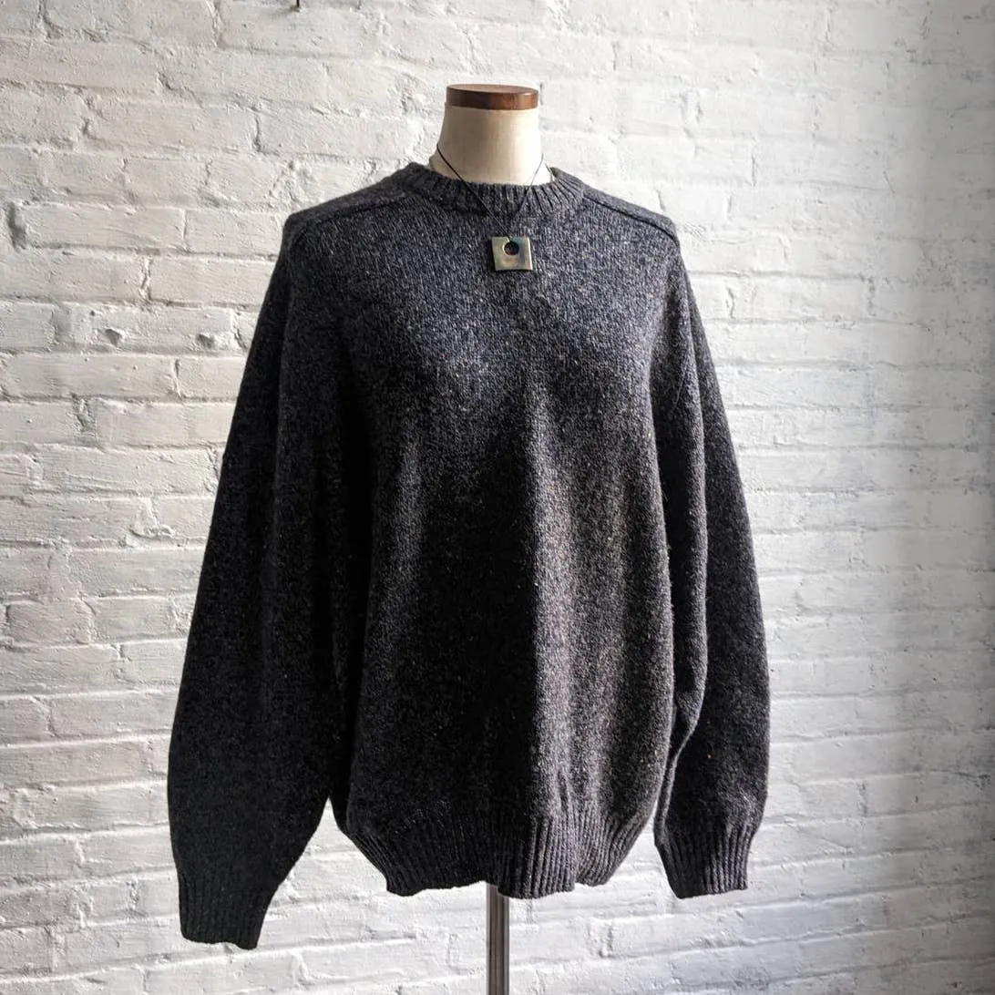 Vintage Knit Wool Grey Grandpa Sweater Minimalist Fairisle Grunge Earthtone Top