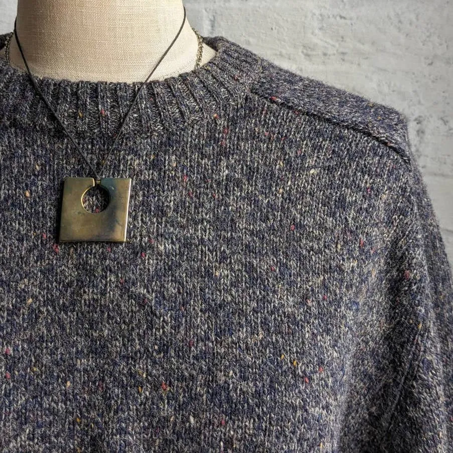 Vintage Knit Wool Grey Grandpa Sweater Minimalist Fairisle Grunge Earthtone Top