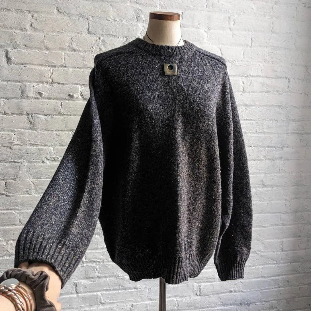 Vintage Knit Wool Grey Grandpa Sweater Minimalist Fairisle Grunge Earthtone Top