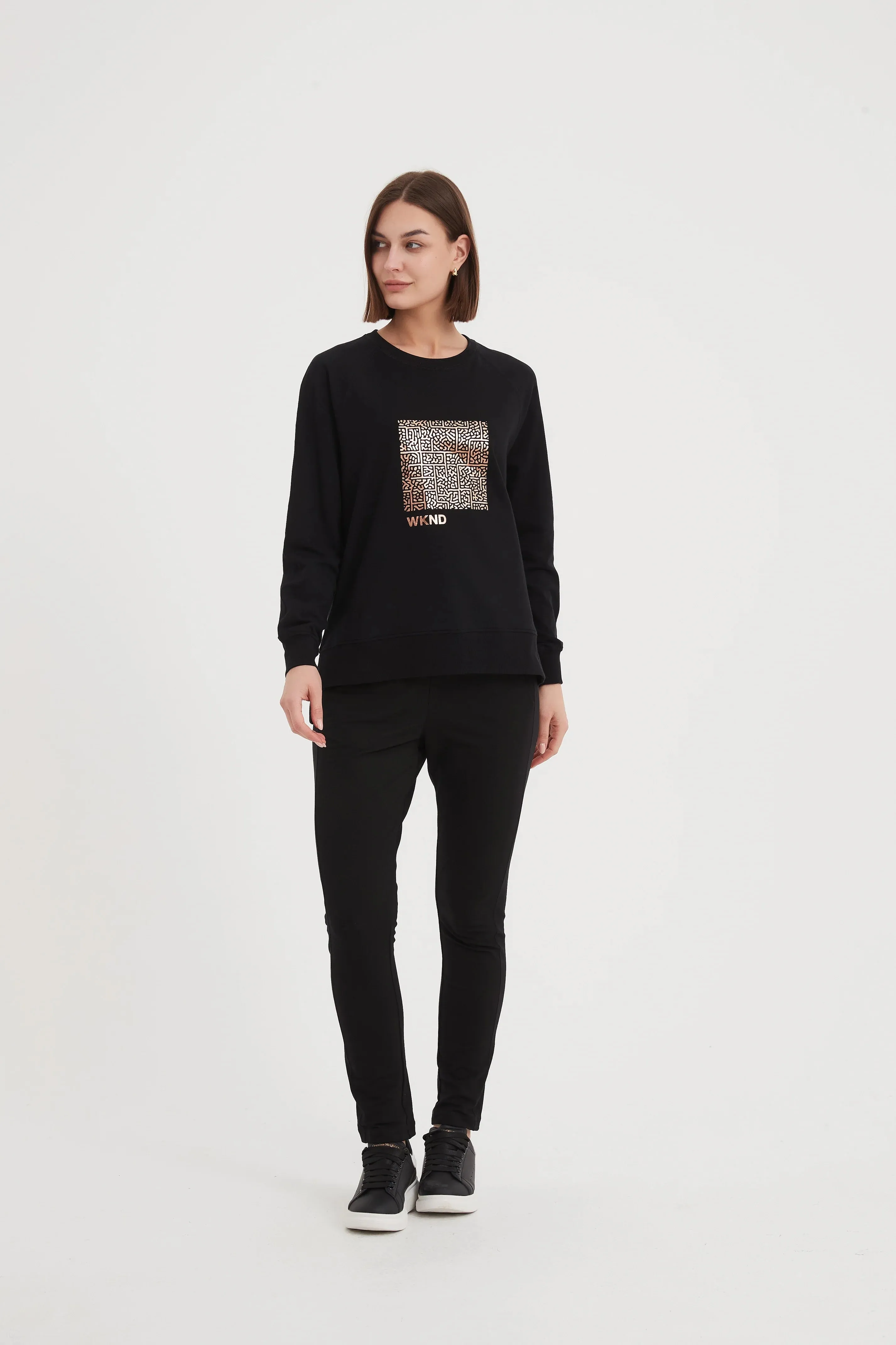 Weekend Art Print Sweat | Black/Rose Gold