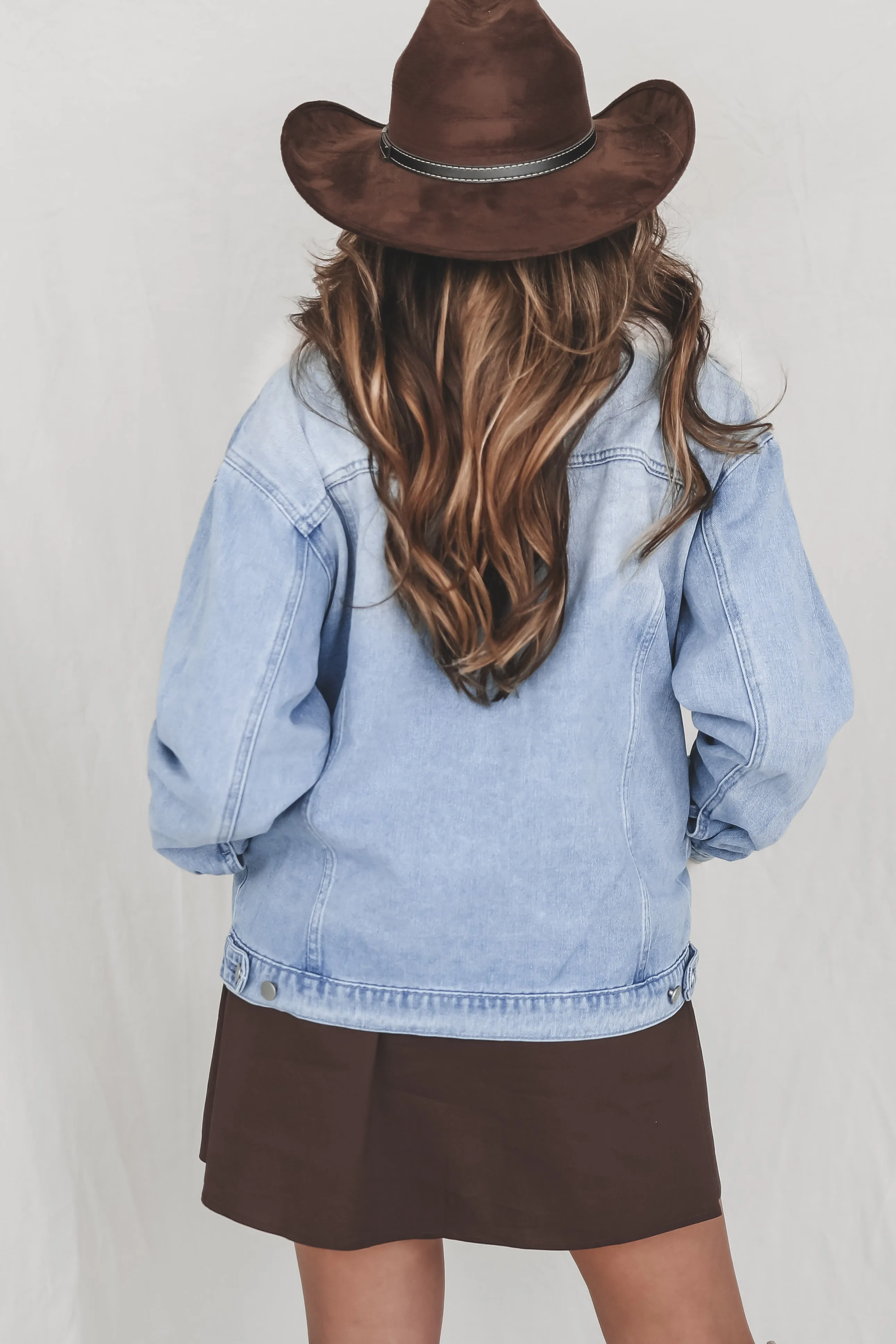 Western Glam Denim Faux Fur Coat