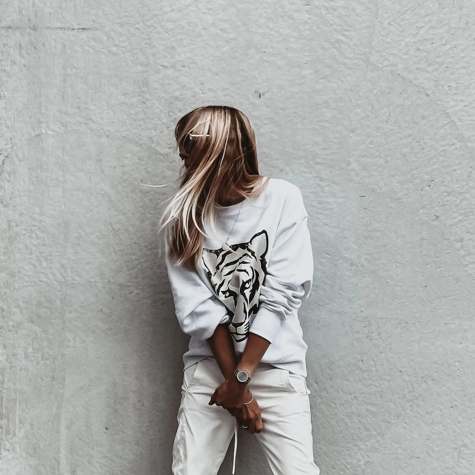 White tiger sweatshirt *super slouchy fit* *now half price*