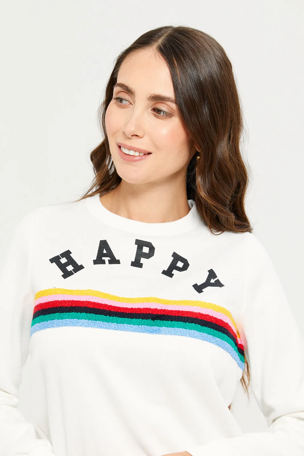 Women White Printed Sweatshirt