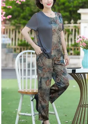 Women's 2 Pc Pants Set - Women's Summer Floral Printed Top   Pants 2 Pc Set