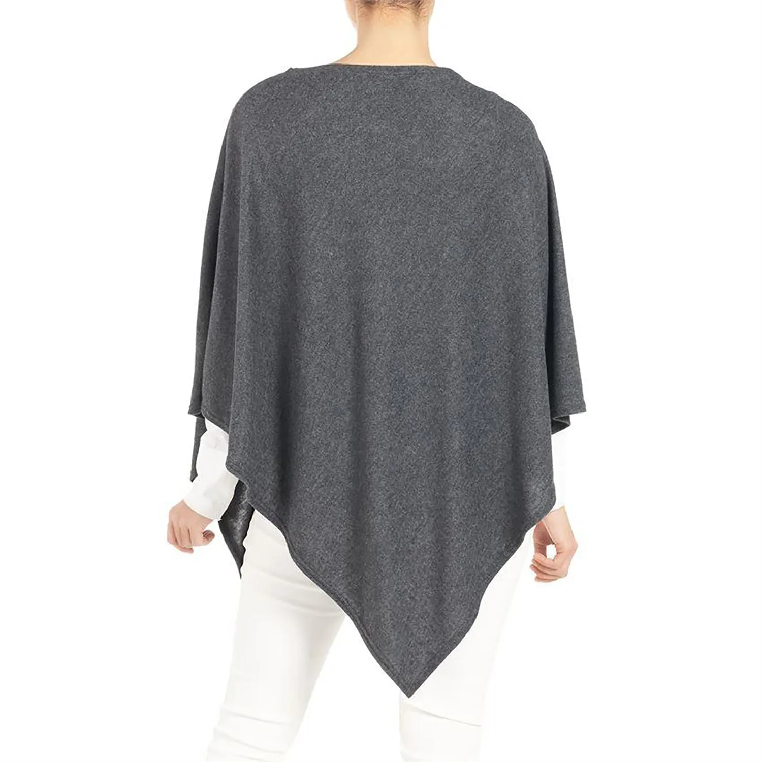 Women's Coco   Carmen Lightweight Brushed Poncho Charcoal