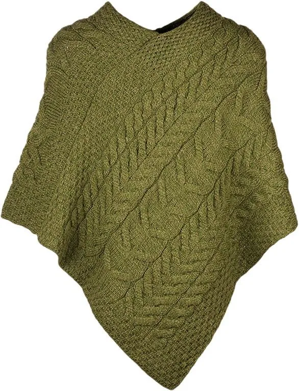 Women's Supersoft Merino Wool Large Weave Poncho by Aran Mills