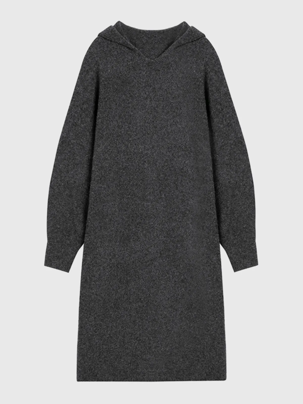 Wool Hooded Knit Midi Dress