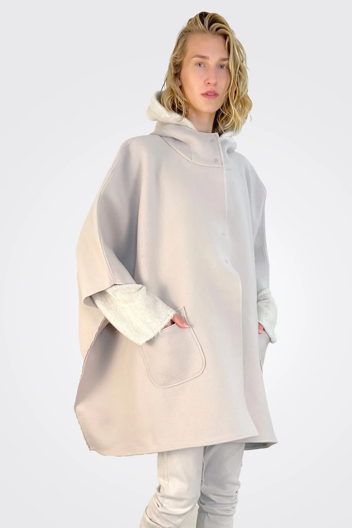 Wool Poncho - Chalk