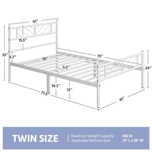 Yaheetech Minimalist Metal Platform Bed with Arrow Design