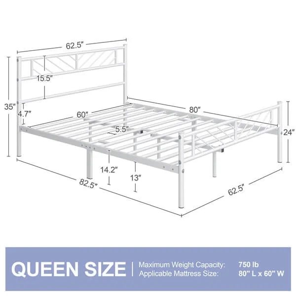 Yaheetech Minimalist Metal Platform Bed with Arrow Design